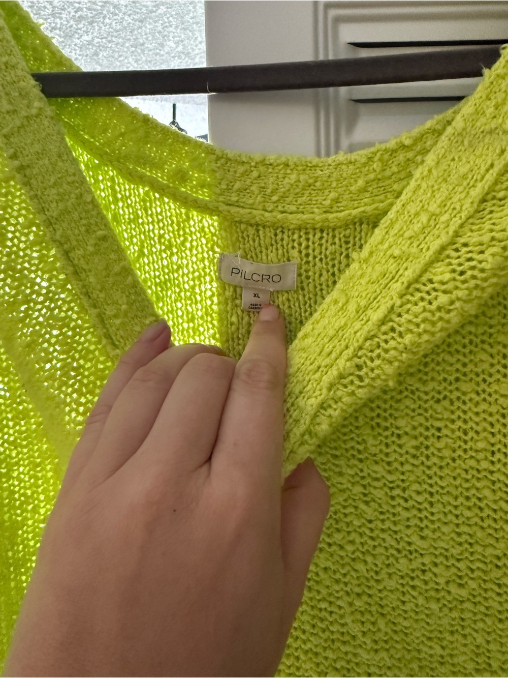 Anthropologie Pilcro Neon Lime V-Neck uKnit Top - Picture 2 of 2
